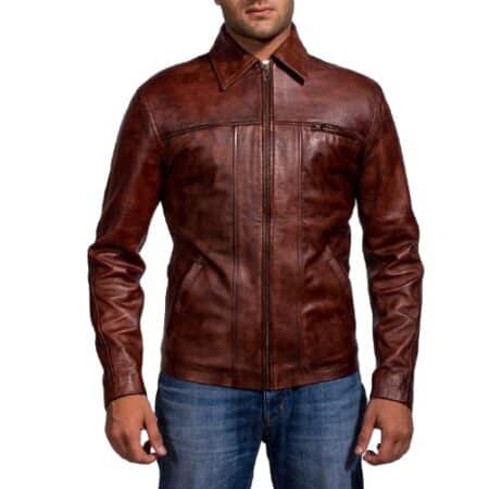 LEXUCCI - Men's Distressed Biker Leather Jacket - BK-2137